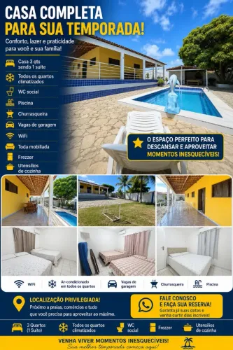 Excelente casa em Jacumã p/ temporada fds e feriados