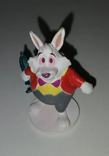 BONECO MINIATURA DISNEY ALICE NO PAIS DAS MARAVILHAS COELHO BRANCO ORIGINAL