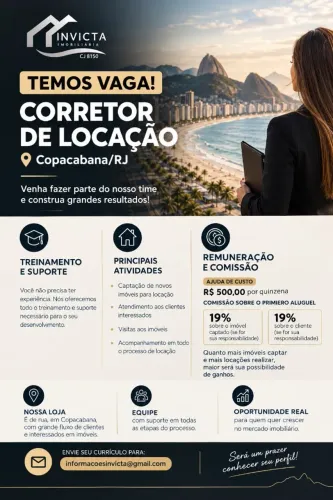 Vaga para corretor(a) imobiliário - Zona Sul/RJ