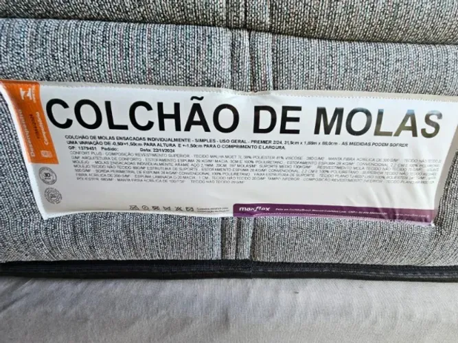 Box Solteiro 88X1,88 + Colchão Maxflex Molas Ensacadas