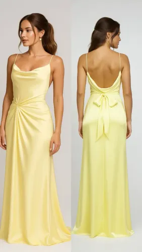 Vestido Longo de Festa Amarelo Manteiga