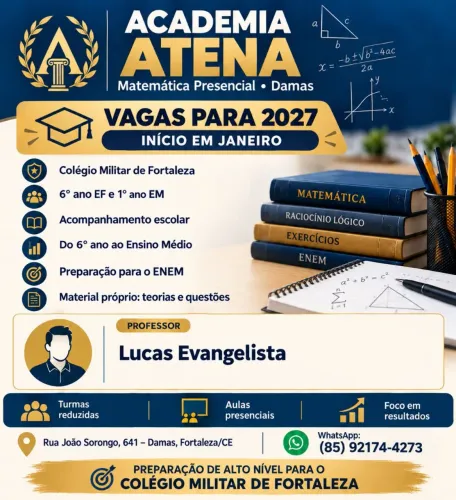 Matemática 2027 | Colégio Militar, Reforço e ENEM - Damas/Jardim América