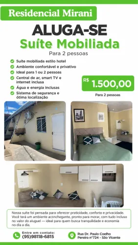 Suíte mobiliada no São Vicente
