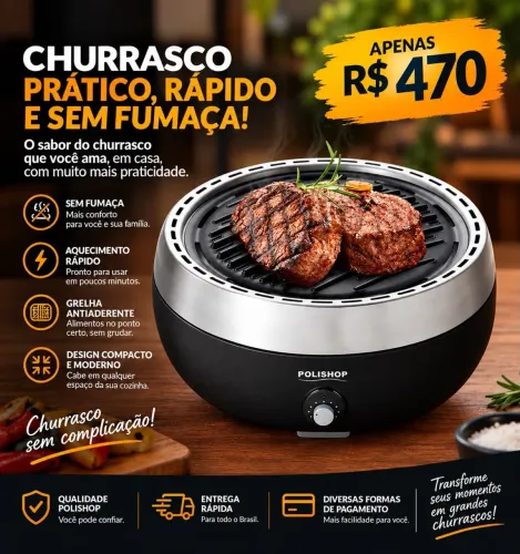 CHURRASQUEIRA ELÉTRICA POLISHOP 0 FUMAÇA