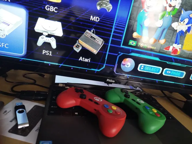 Par de Controles de Video game sem fio Super Mario e Luigi 