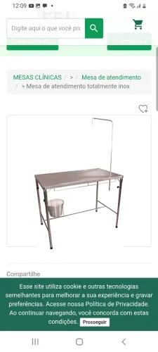 Mesa atendimento veterinario inox