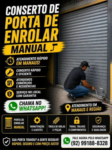 Conserto e manutenção de porta de enrolar manual