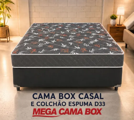Cama box casal e colchão espuma