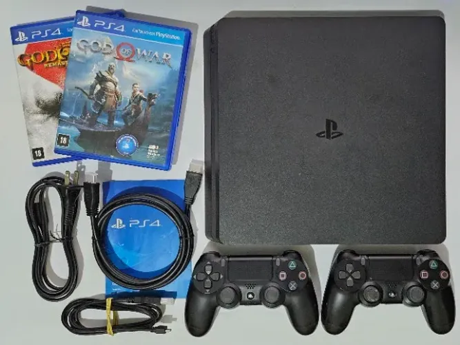 PlayStation 4 Slim 1TB + 2 Controles Originais + 2 Jogos