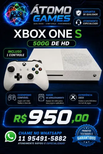 Xbox One S 500G muito conservado e funcionando perfeitamente