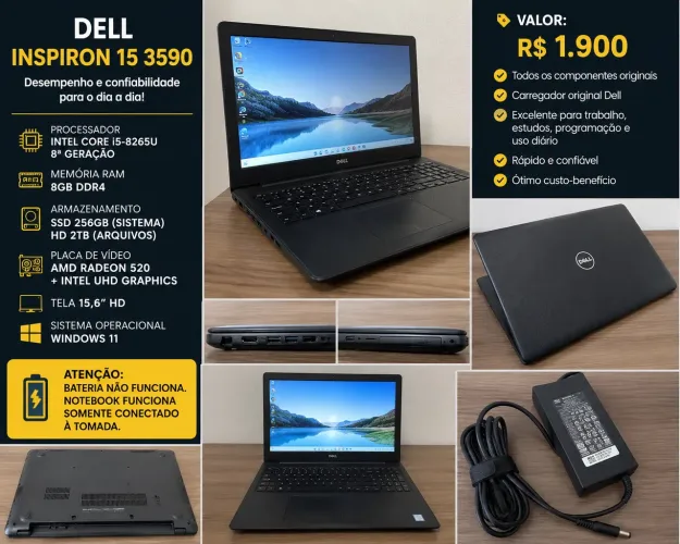 Dell Inspiron 15 i5 | 8GB RAM | SSD 256GB + HD 2TB | Radeon 520