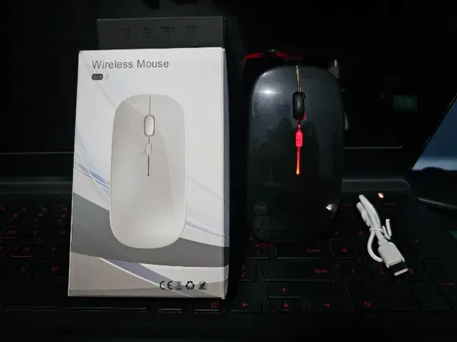 Mouse Sem Fio Recarregável Slim Led Na Caixa Com Cabo
