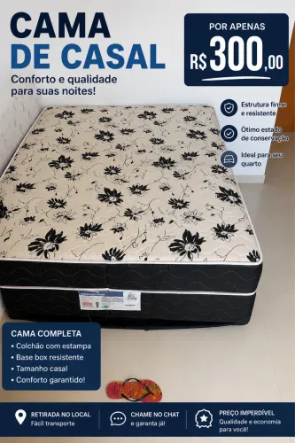 Cama de casal em ótimo estado! Conforto e qualidade por apenas 400$