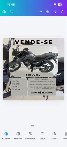 Vende-se moto fan cg 160