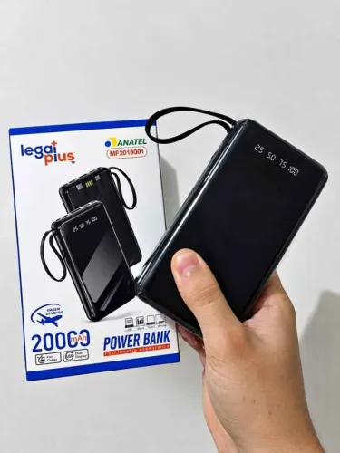Power Bank 20.000 mAh c/ 4 Cabos Imbutidos