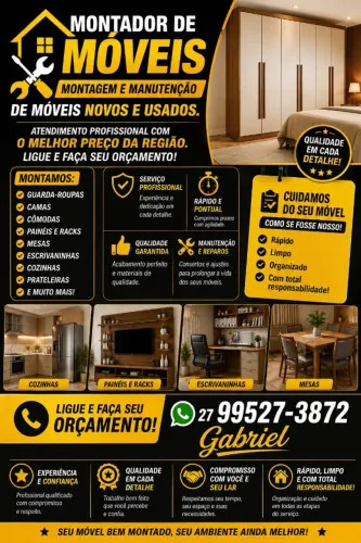 Montagem e manutenção de móveis novos e usados.