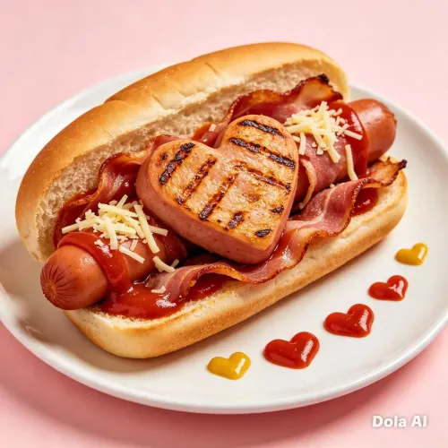 Cachorro quente coração e bacom