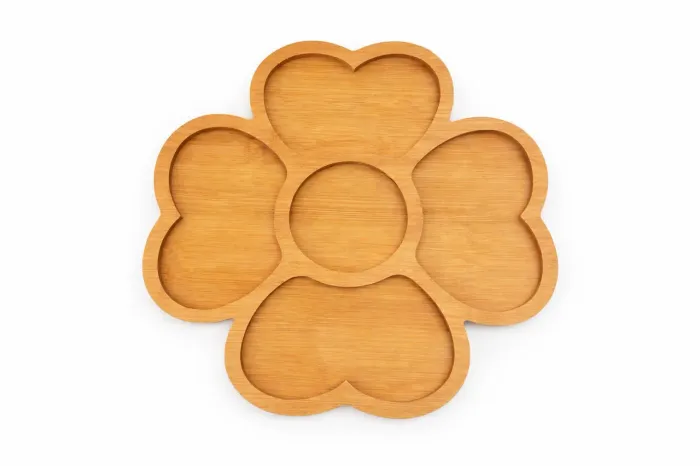 Petisqueira Com 5  Divisorias 30cmx30cm Em Bambu