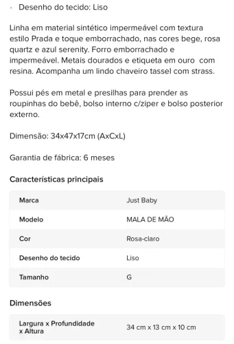Mala de mão maternidade 