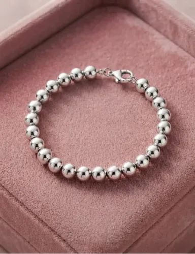 pulseira de prata 925 de bolas. 18cm