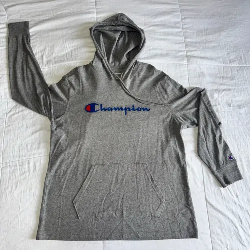 Moletom Champion Original Cinza Com Capuz Tam G
