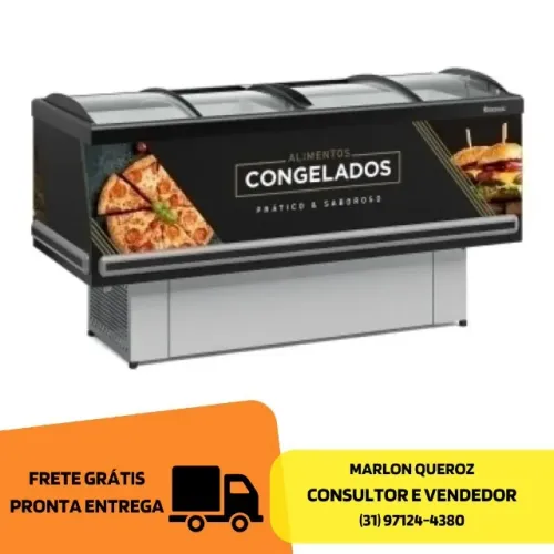 Ilha para Congelados Vidro Curvo 2M Gelopar