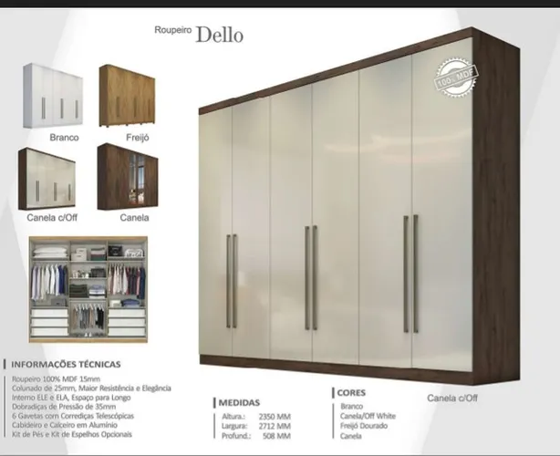 Quarto roupeiro casal 100% MDF 
