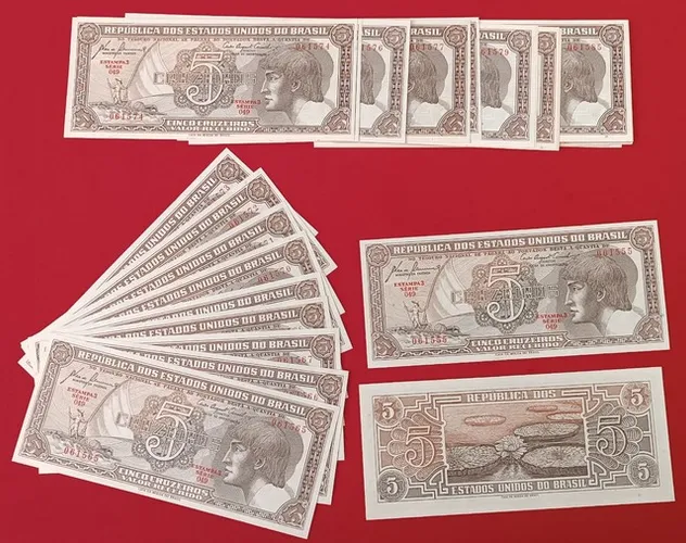 Cédula antiga de Coleção - 5 Cruzeiros. Índio. R$ 25,00 a unidade