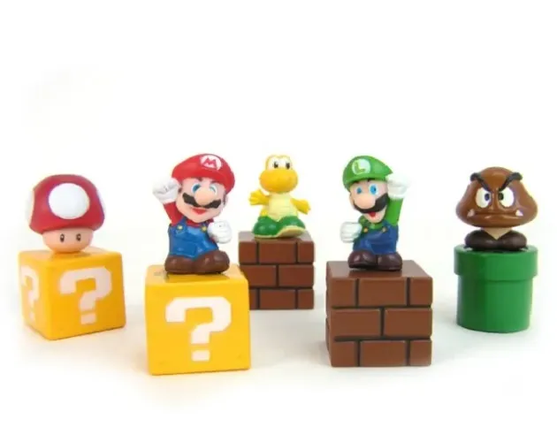 01 Kit c/ 05 Bonecos Miniaturas Super Mario World - Filme Cinema Snes Super Nintendo