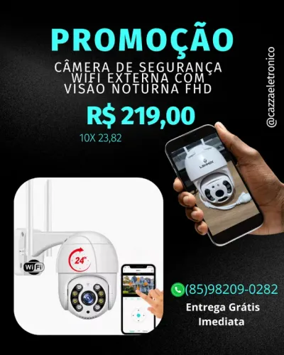 Câmera de Segurança Wifi Externa Com Visão Noturna FHD Colorida