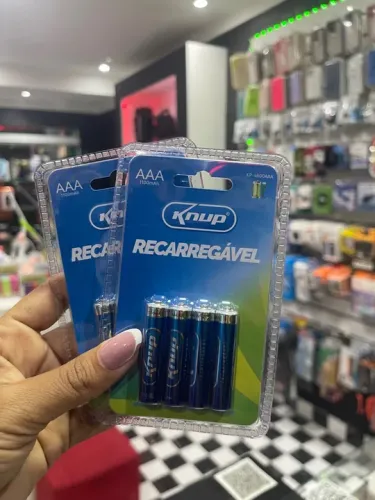 Pilhas Recarregáveis Knup AA ou AAA cartela 4 unidades 