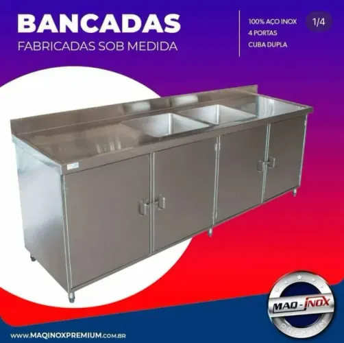 PIA 2 CUBAS COM 4 PORTAS DE ARMÁRIO