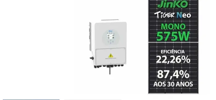 Kit Solar Deye Hibrido 2.2kwp OFF + ON Grid Sem  ESTR.+ 2 BAT. Estacionárias 12v 250AH