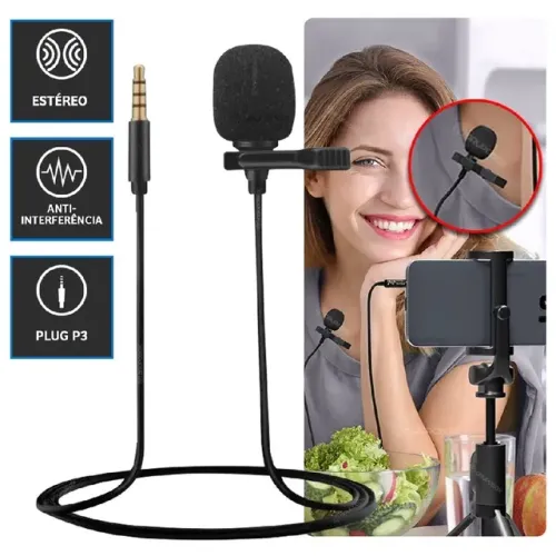 Microfone Lapela P3 - Áudio Limpo e Profissional | Novo