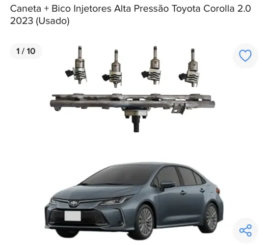 Caneta + Bico Injetores Alta Pressão Toyota Corolla 2.0 2023