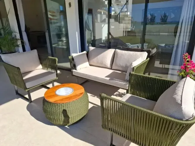 SOFÁ DE CORDA NÁUTICA 4 LUGARES COM TECIDO IMPERMEÁVEL