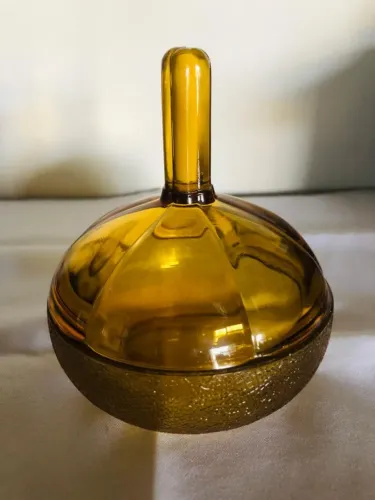 Pote de Vidro Âmbar - Vintage