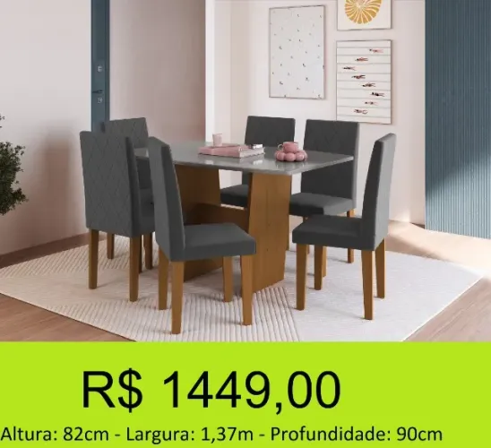 Mesa de jantar 6 Cadeiras - maravilhosa!