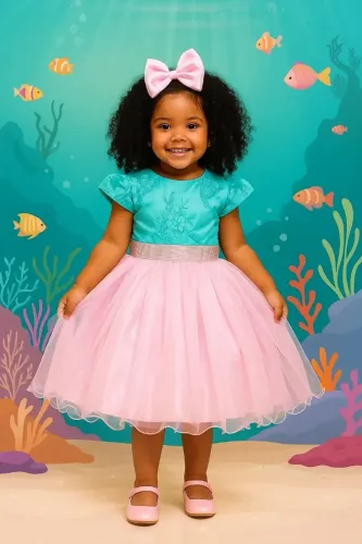 Vestido Infantil Festa Temático Sereia