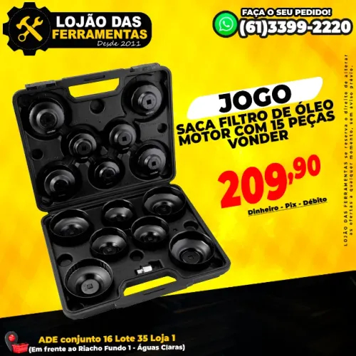 Jogo Saca Filtro de Oleo Motor Com 15 Peças Vonder