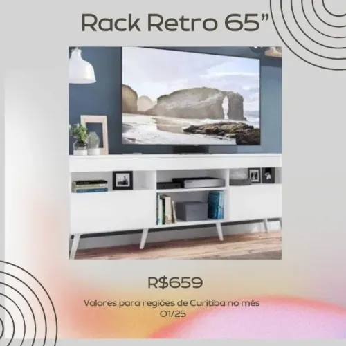 Promoção Rack Retro Branco 65''  - 27/01 