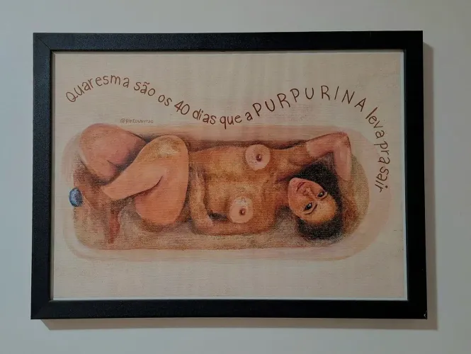 Quadro Quaresma São 40 Dias Que Purpurina Leva Pra Sair Moldura 30 x 40 cm