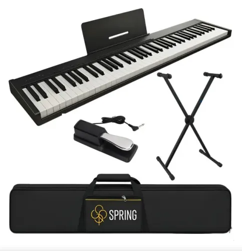 Piano Digital Spring Pd188 C/ Pedal Sustain Capa E Suporte X Preto 110v/220v (bivolt)