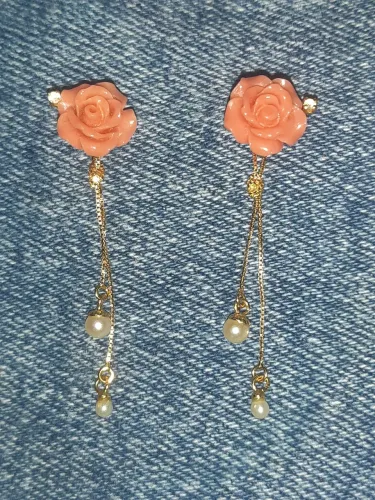 Brinco ouro 18k pérolas  e coral