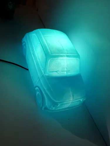 Luminária De Mesa Fiat 500 Azul + Lâmpada De Led 32 x15x15 cm