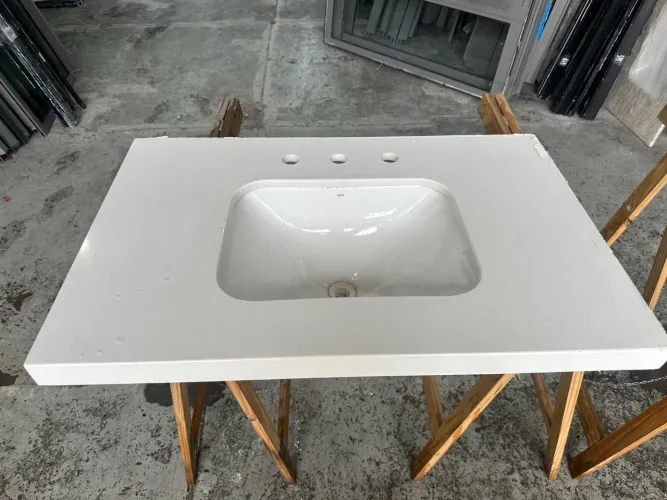Pia banheiro quartzo branco 