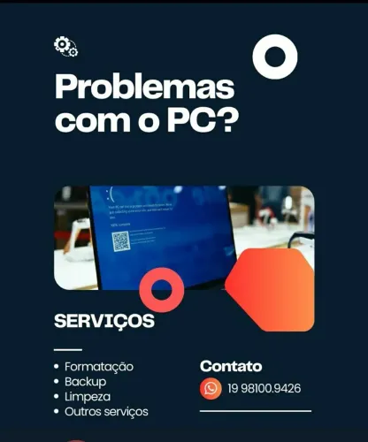 Manutenção de computadores, formatação, limpeza,  instalação de programa