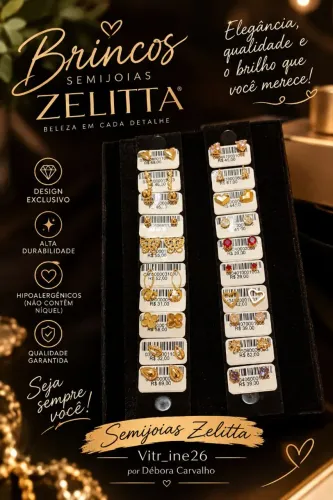 Semijoias Zelitta: Brincos pequenos e médios