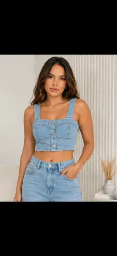 Cropped Jeans Azul Claro