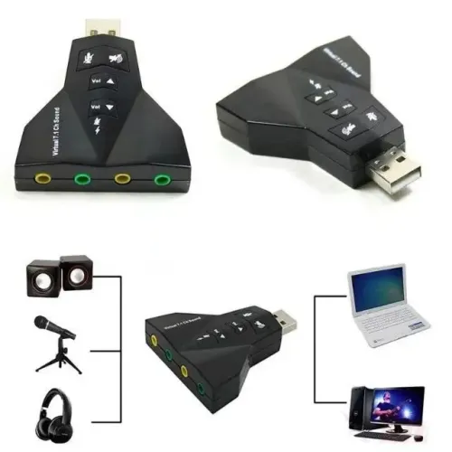 Placa de audio som USB 7.1 duplo KNUP HB-T65
